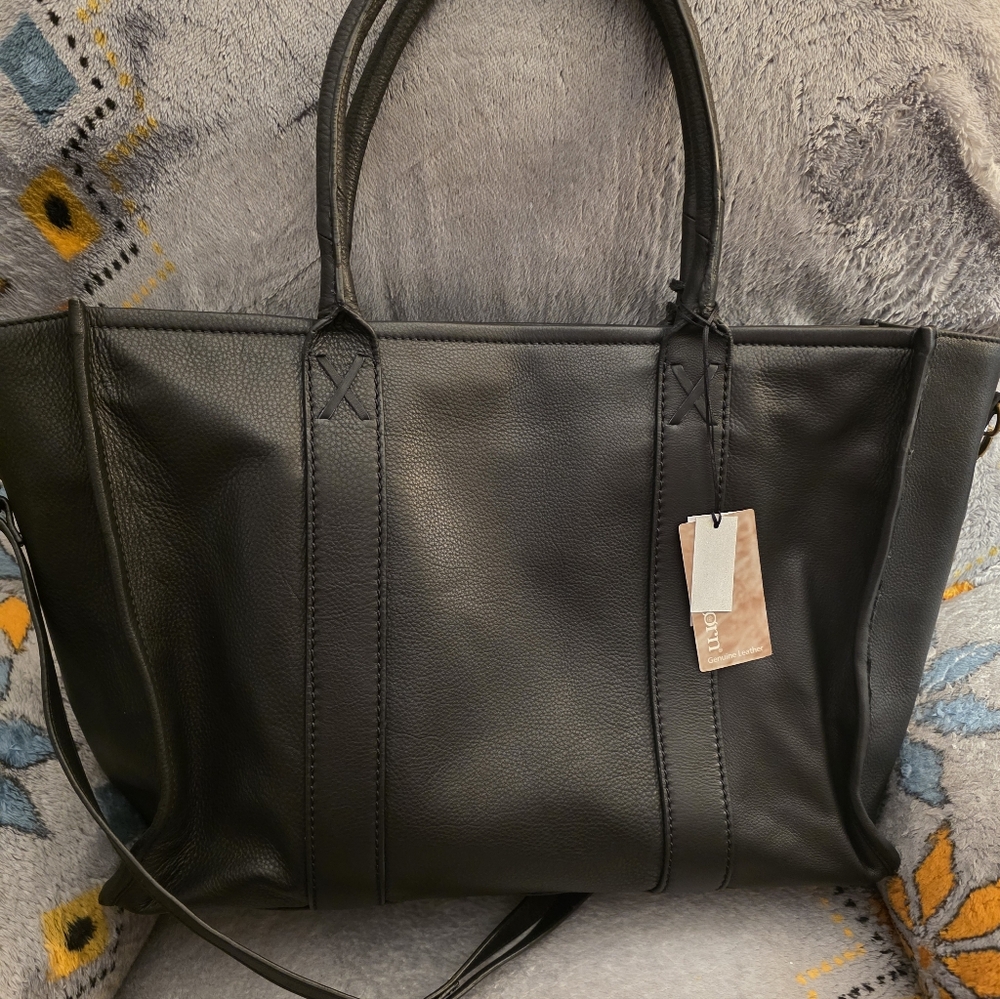 Black Leather Tote Bag, Overnighter, Work Bag By BORN